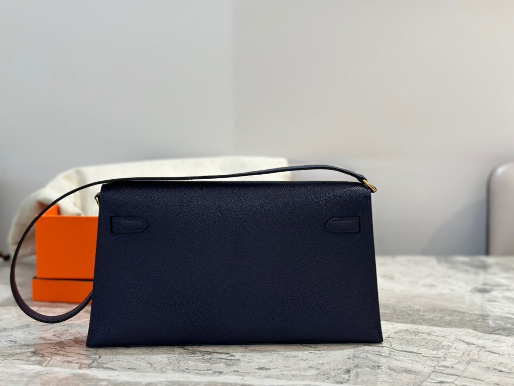 Hermes Kelly Elan Shoulder Strap Bag Blue