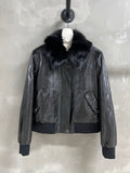 Chanel Diamond-Quilted Leather Bomber Jacket in Black