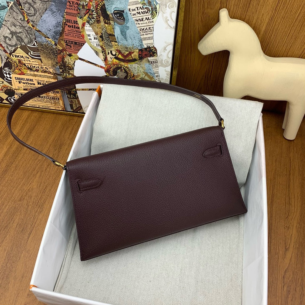 Hermes Kelly Elan bag Sellier Bordeaux Chevre goatsk in Gold hardware