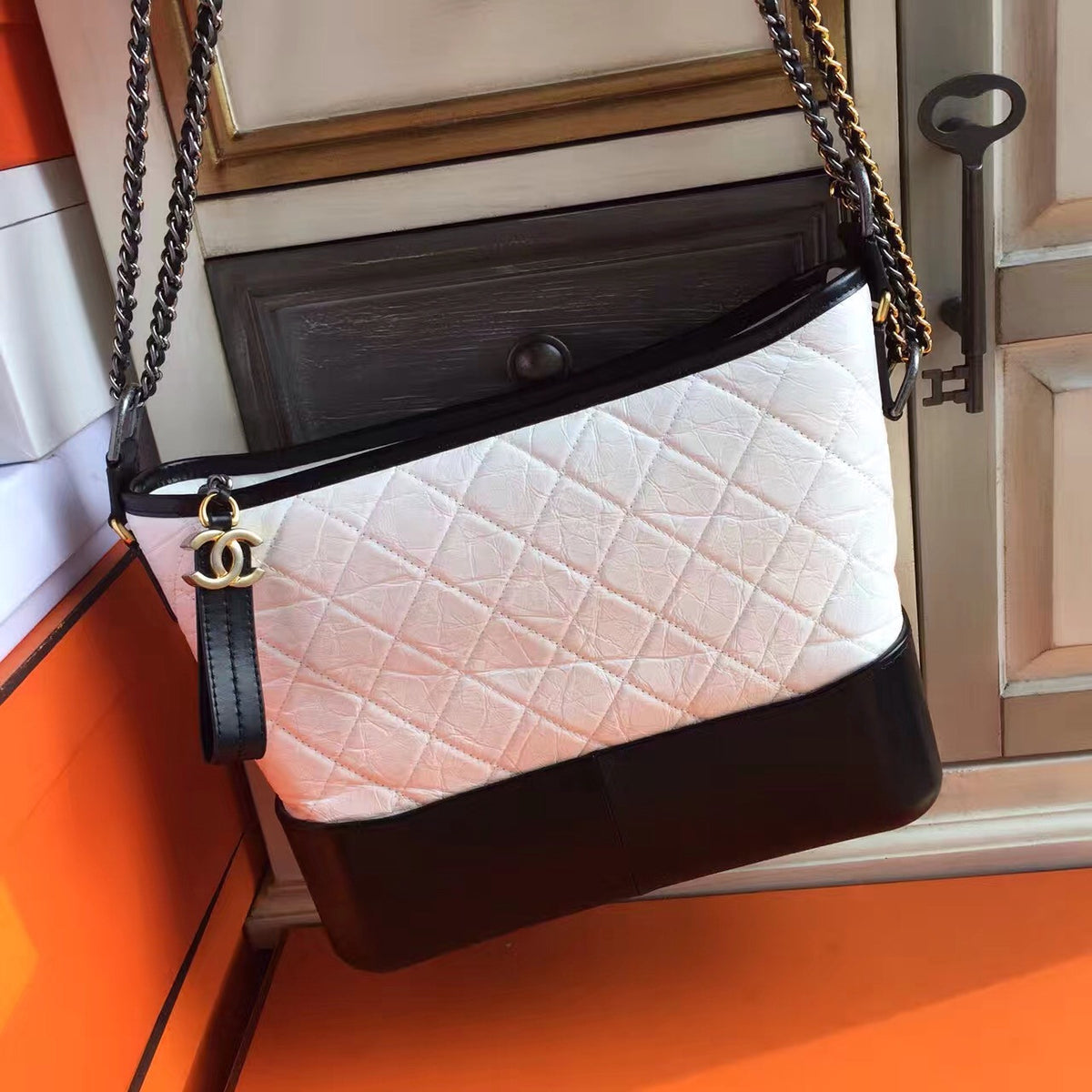 Chanel's Gabrielle Hobo Bag Black/White A93824