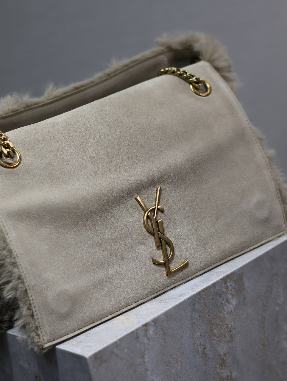Saint Laurent NIKI LARGE IN SHEARLING BEIGE Saint Laurent