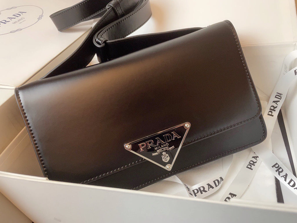 Prada Emblème brushed-leather bag Black