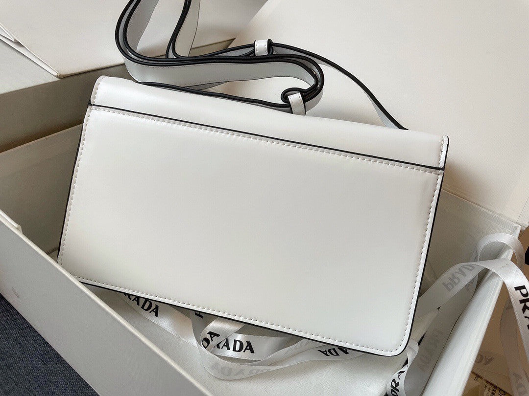 Prada Emblème brushed-leather bag White