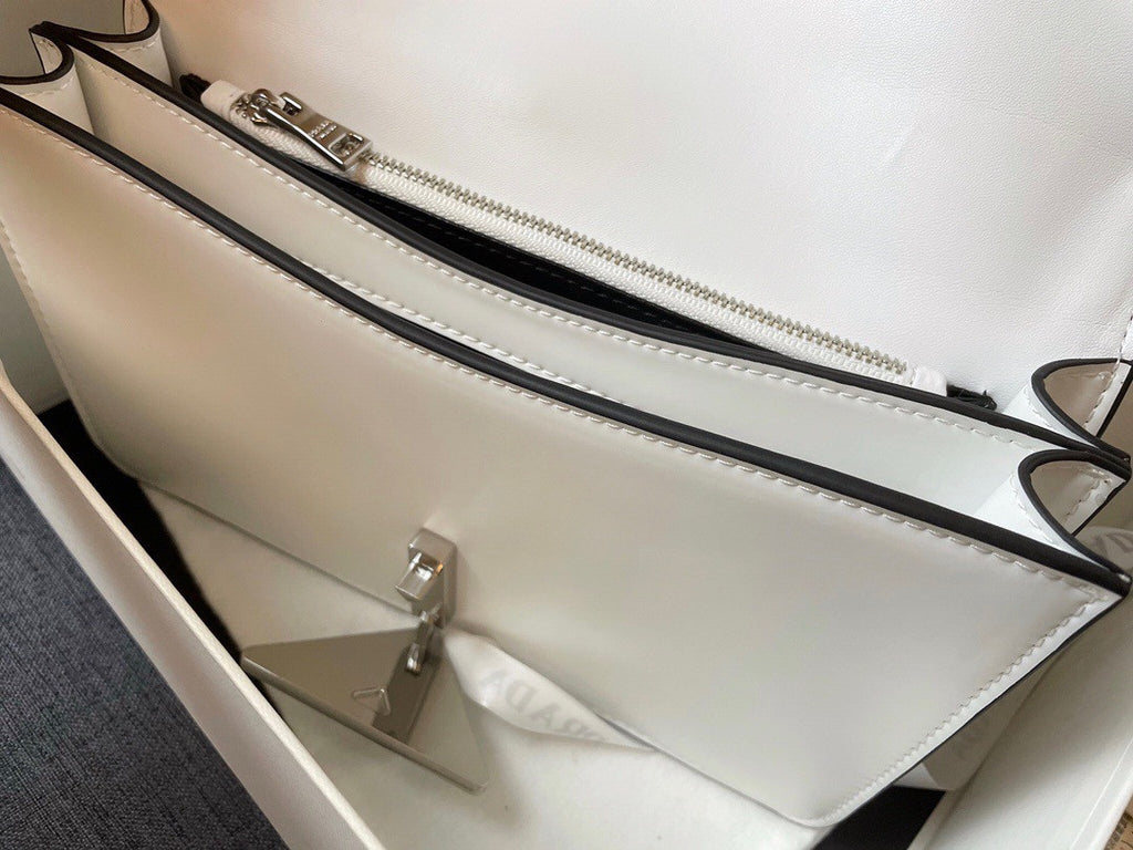 Prada Emblème brushed-leather bag White