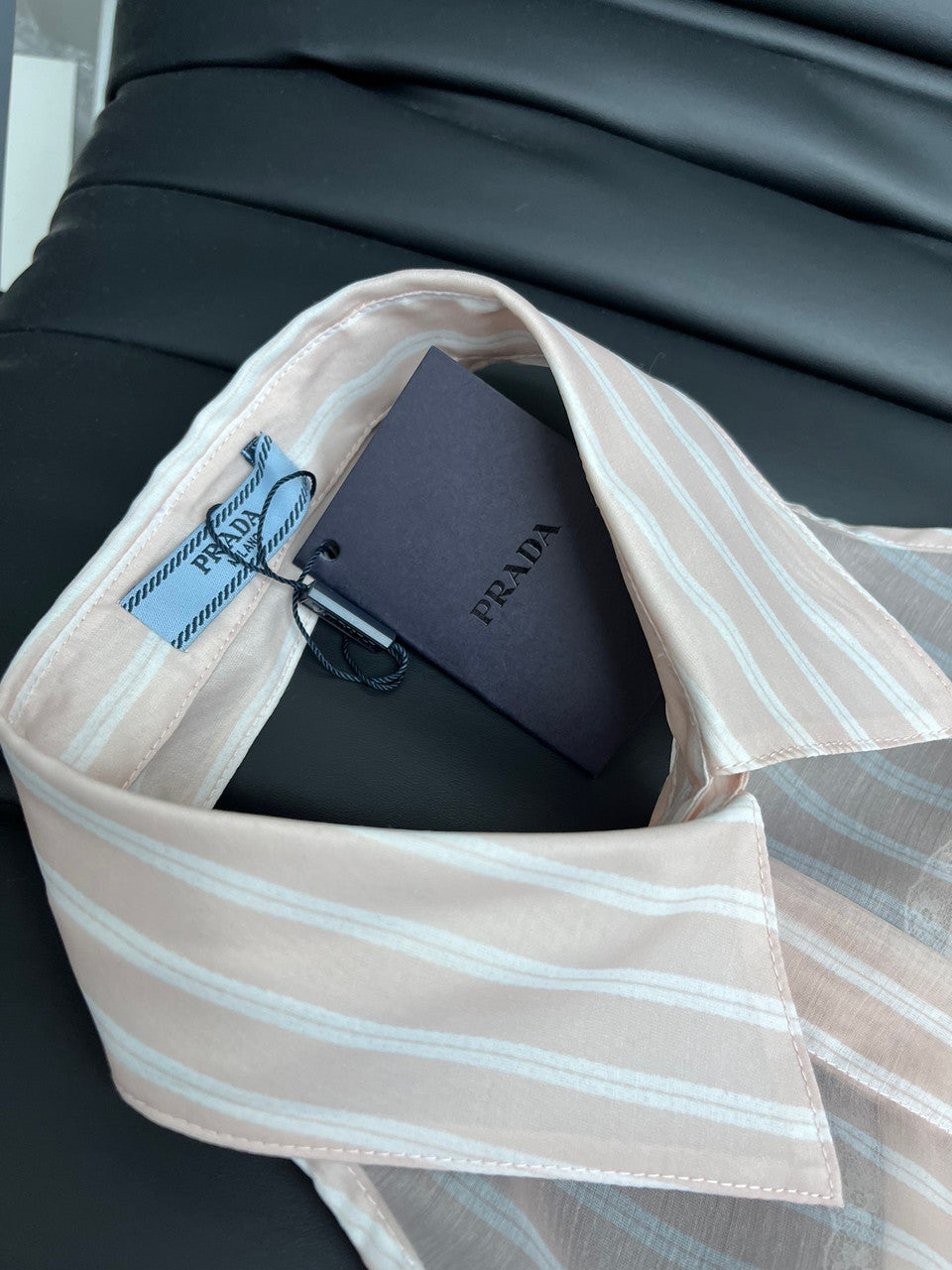 Prada Embroidered striped organza dress