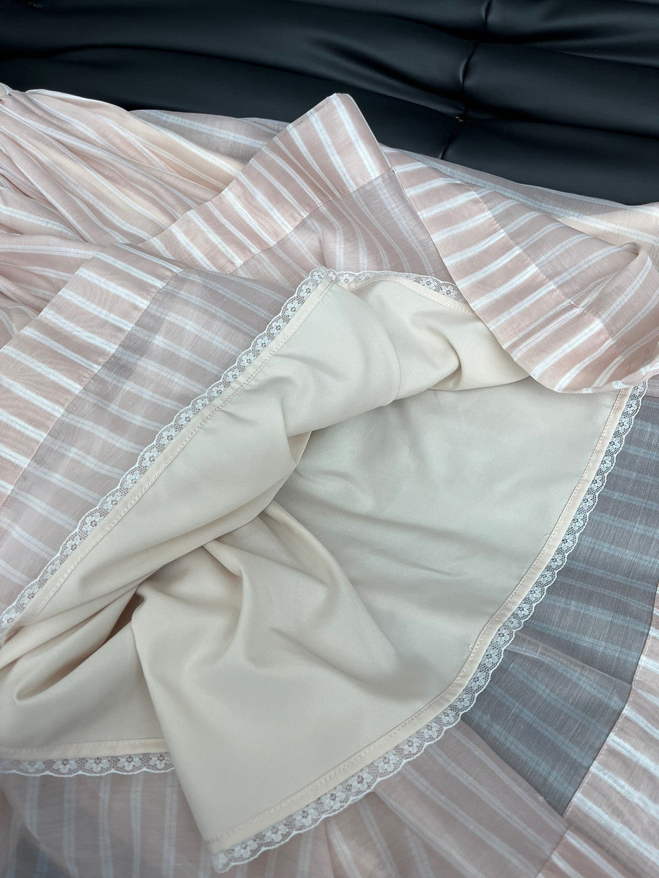 Prada Embroidered striped organza dress