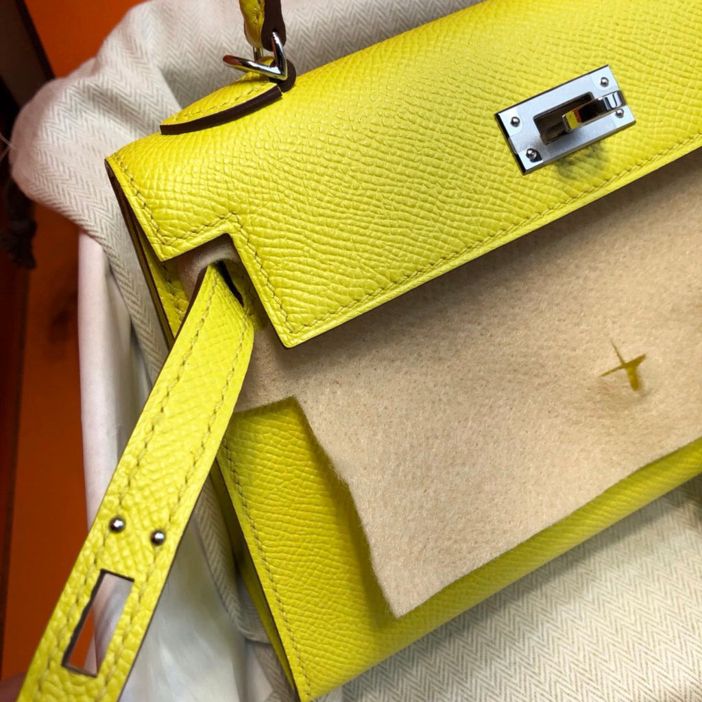 Hermes  C9 Soupre Yellow Mini Kelly II 20 Epsom  Palladium Hardware