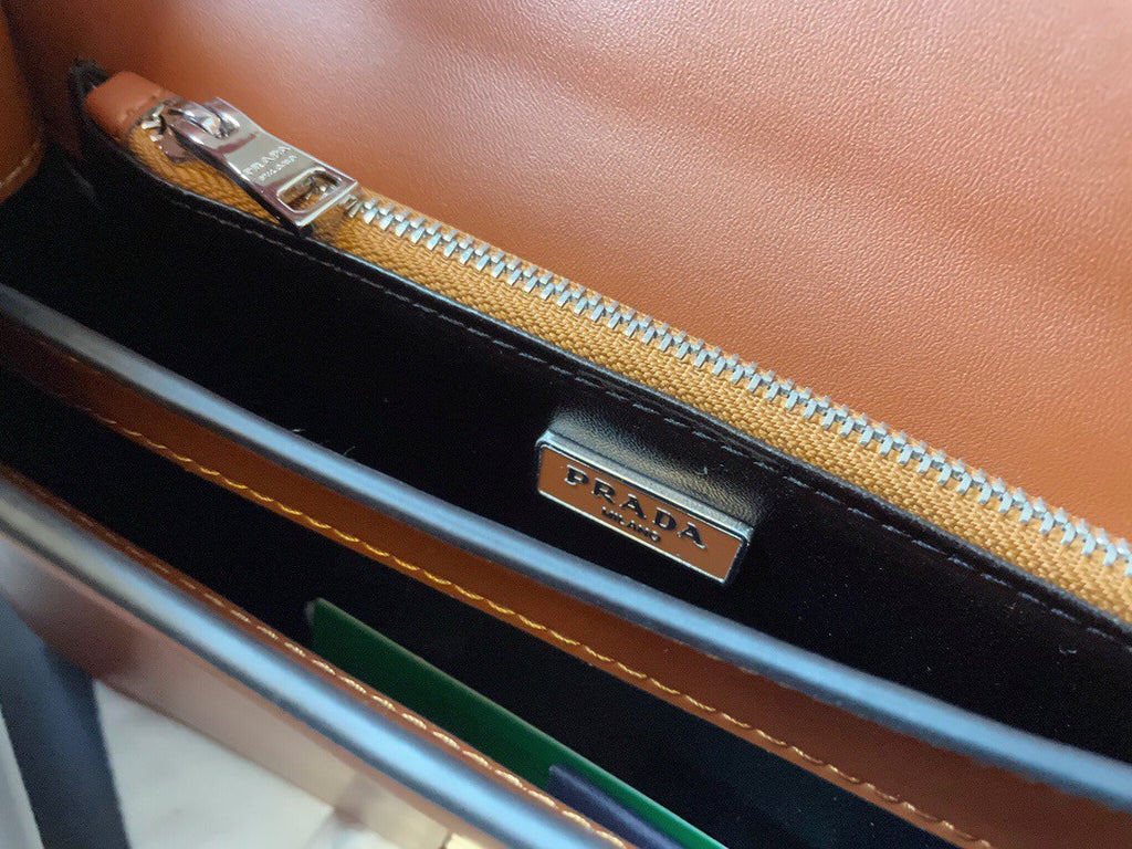 Prada Emblème brushed-leather bag Tabacco