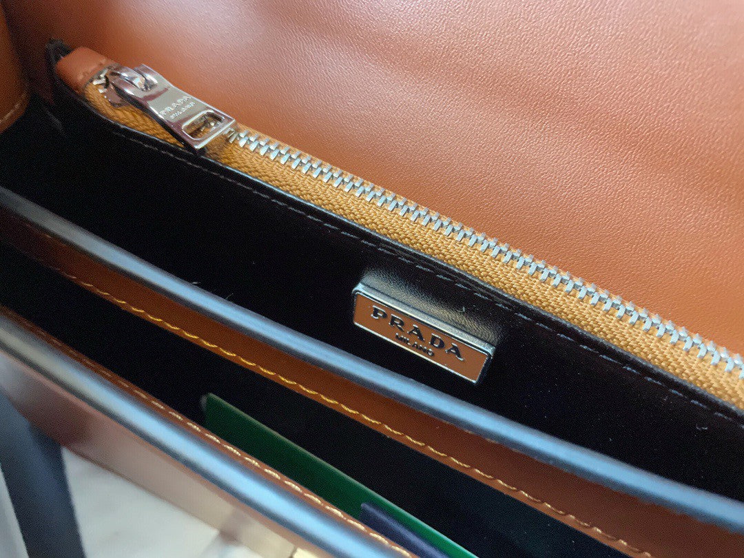 Prada Emblème brushed-leather bag Tabacco