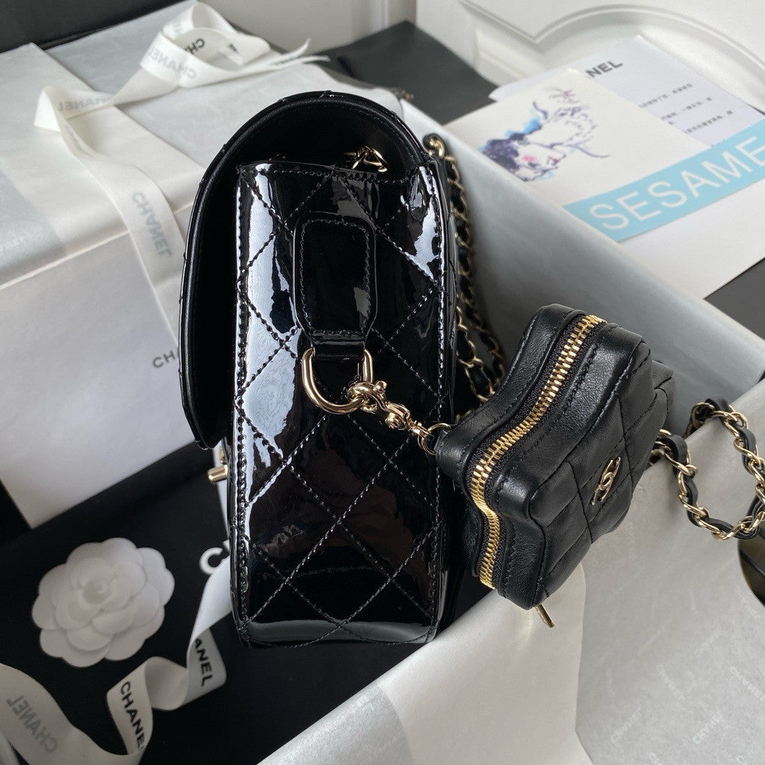 CHANEL BACKPACK & STAR COIN PURSE BLACK