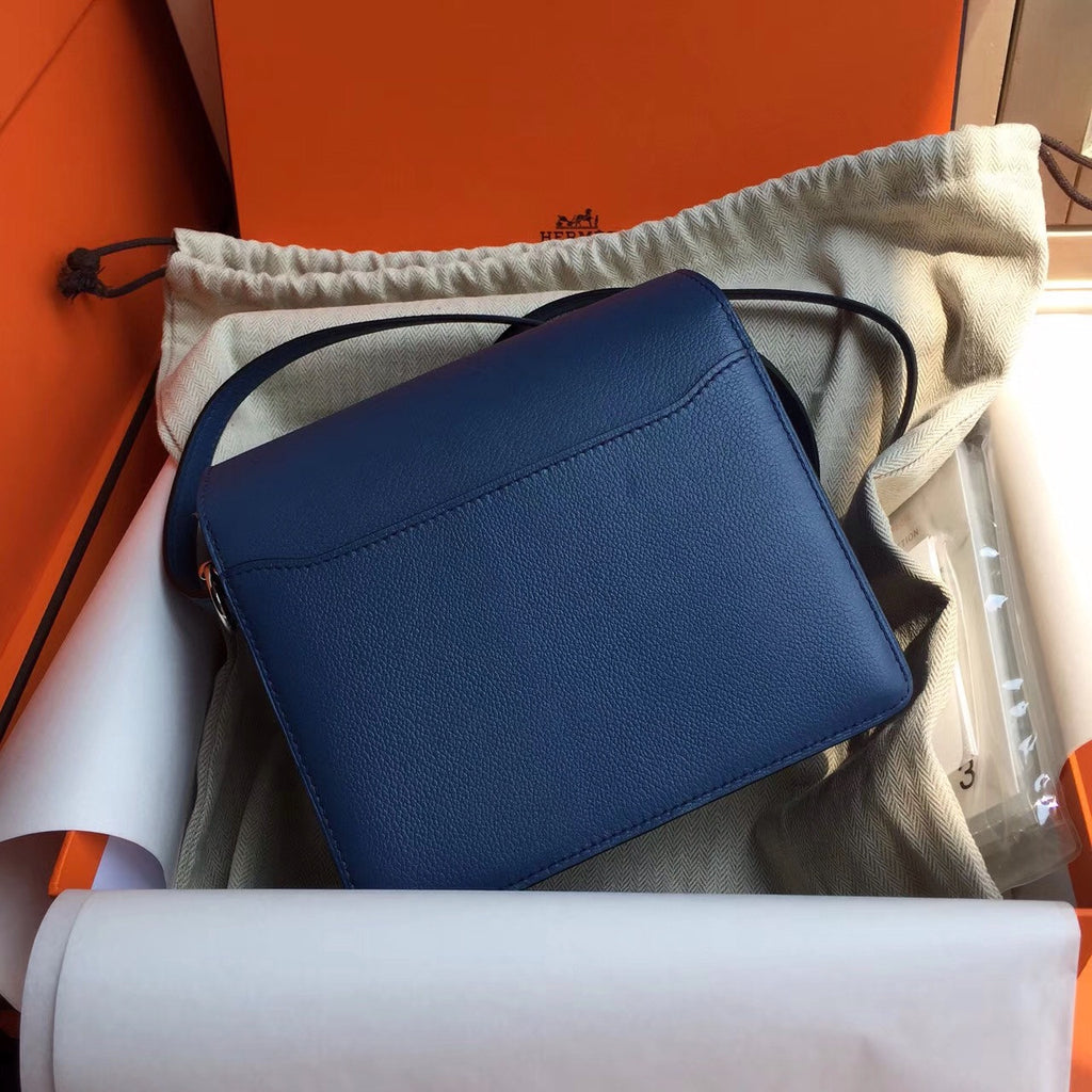 Hermes R2 Blue Agate Evercolor Calfskin Mini Roulis Bag(New Color)