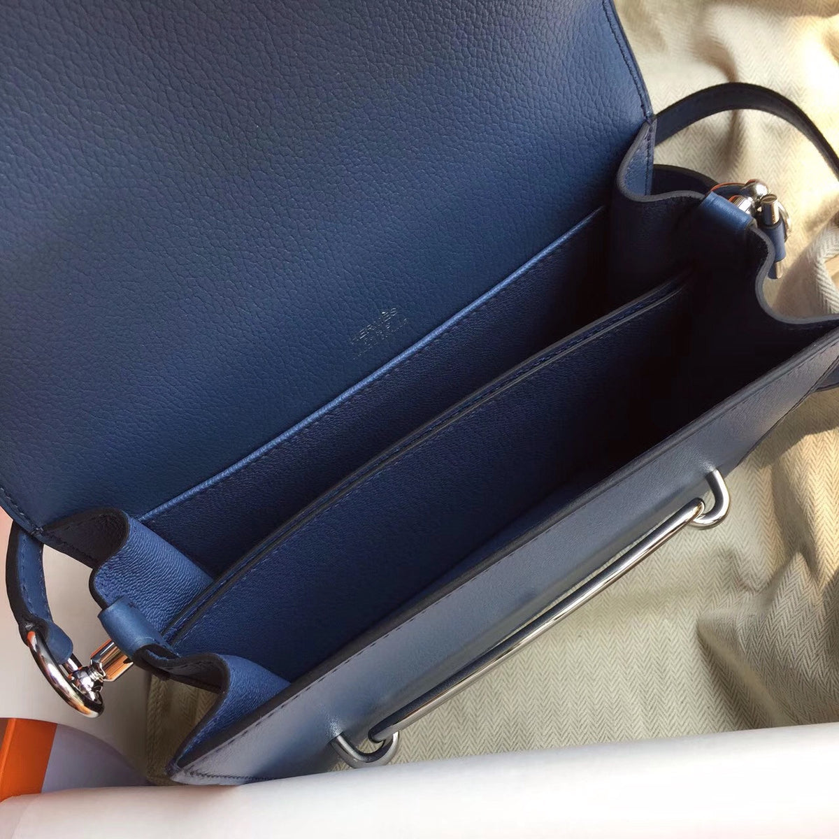 Hermes R2 Blue Agate Evercolor Calfskin Mini Roulis Bag(New Color)