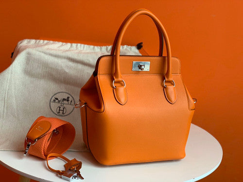 Hermes 20cm Toolbox Bag Orange Swift Calf Leather