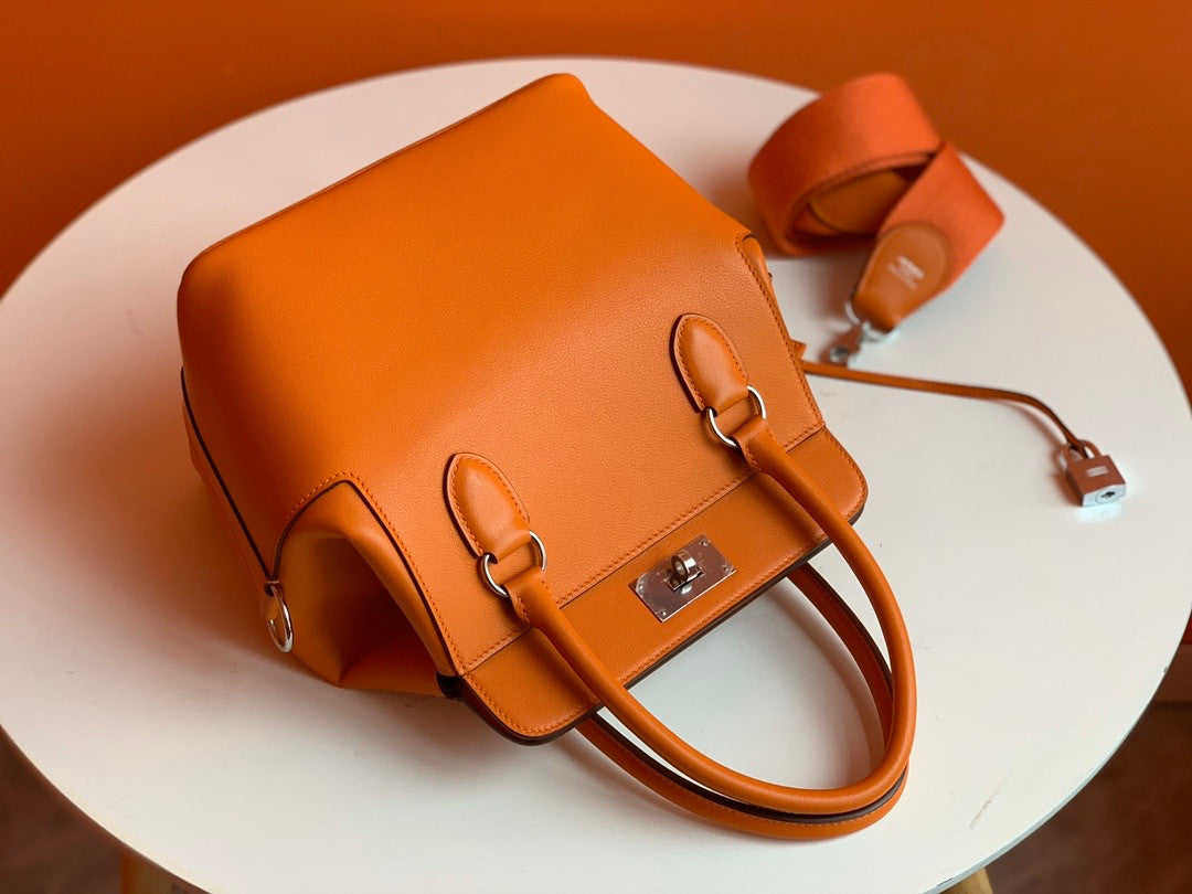 Hermes 20cm Toolbox Bag Orange Swift Calf Leather