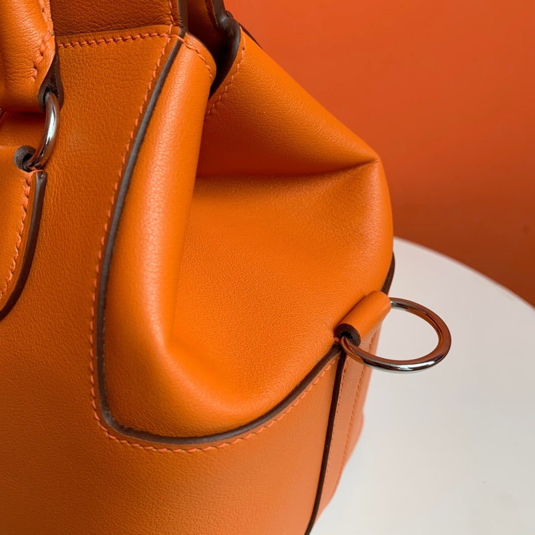 Hermes 20cm Toolbox Bag Orange Swift Calf Leather