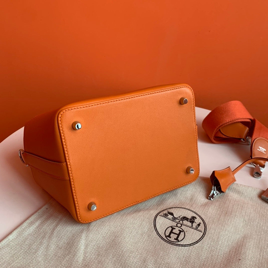 Hermes 20cm Toolbox Bag Orange Swift Calf Leather