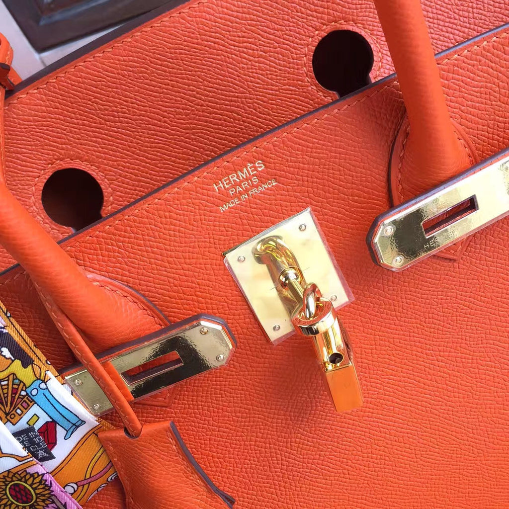 Hermes Orange Birkin Bag 30cm Epsom Gold Hardware