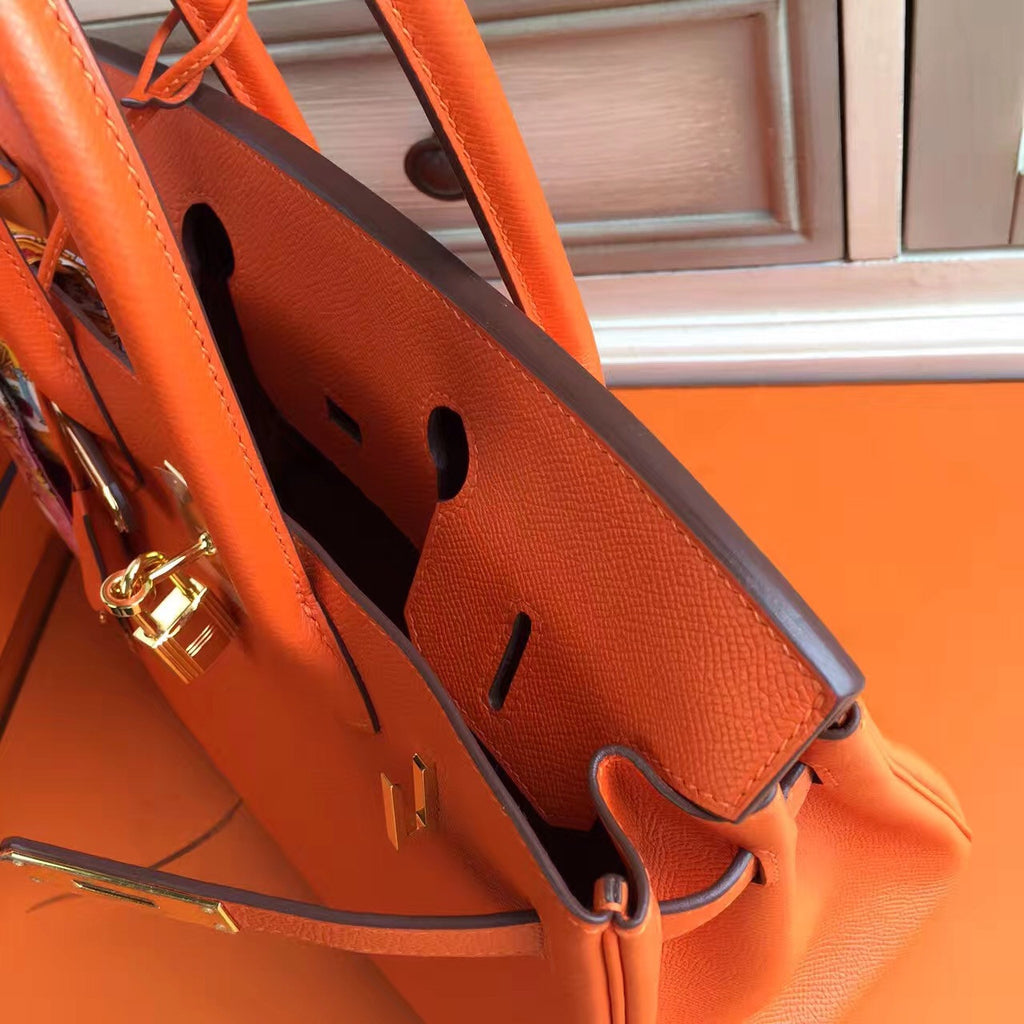 Hermes Orange Birkin Bag 30cm Epsom Gold Hardware