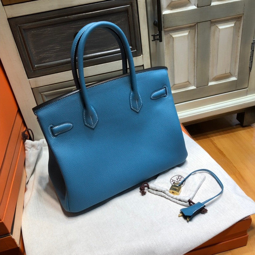 Hermès Blue Jean Birkin 30 cm Togo Leather Gold Hardware