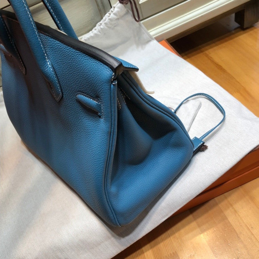 Hermès Blue Jean Birkin 30 cm Togo Leather Gold Hardware