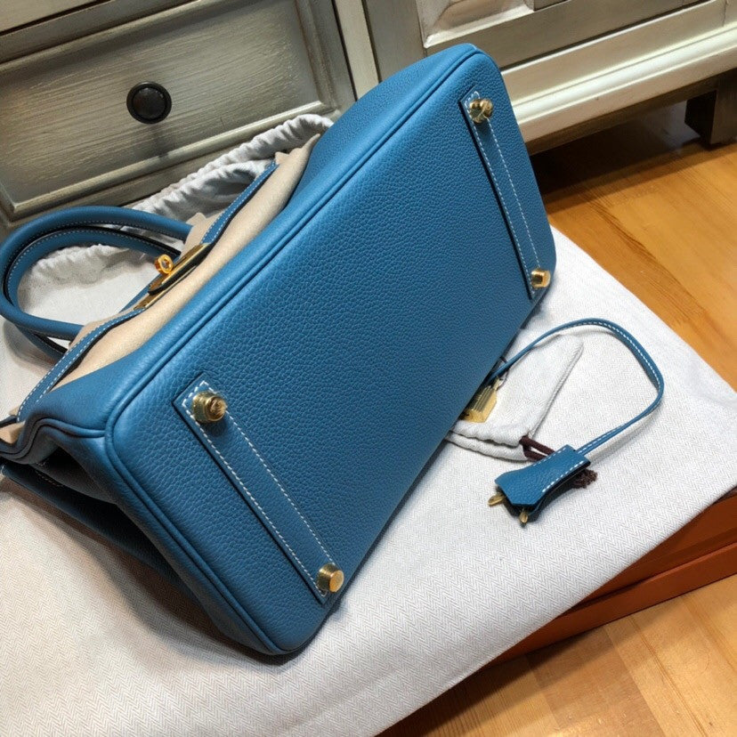 Hermès Blue Jean Birkin 30 cm Togo Leather Gold Hardware