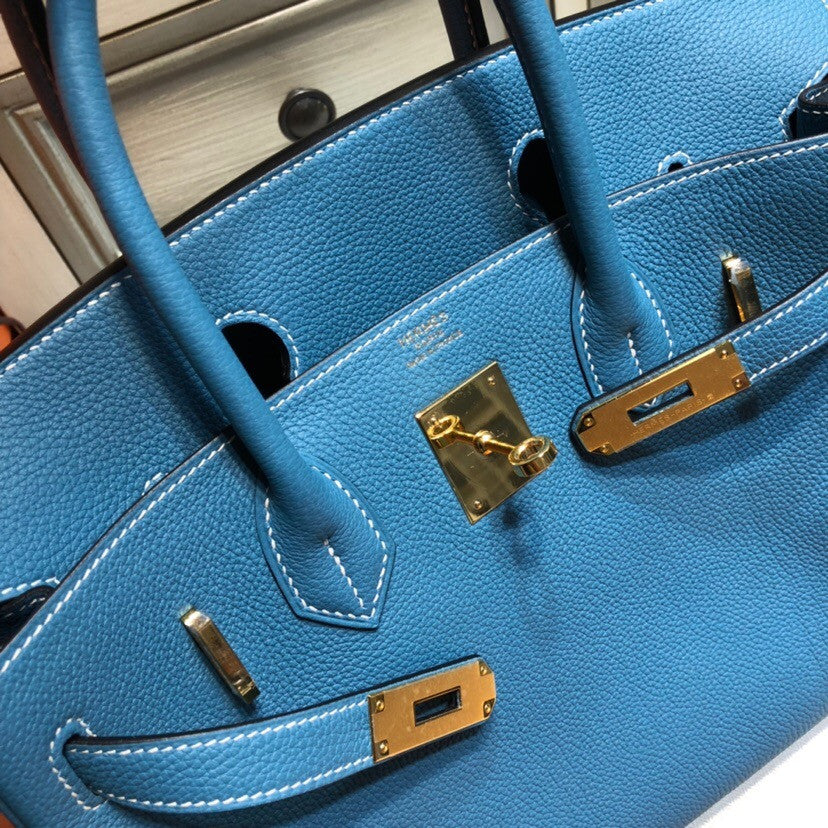 Hermès Blue Jean Birkin 30 cm Togo Leather Gold Hardware