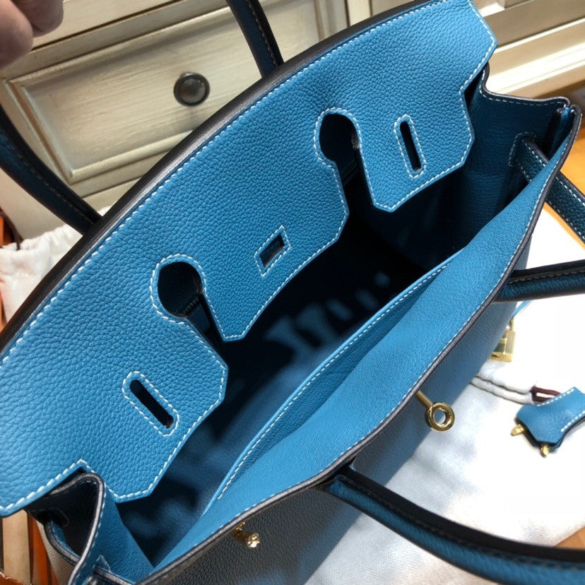 Hermès Blue Jean Birkin 30 cm Togo Leather Gold Hardware