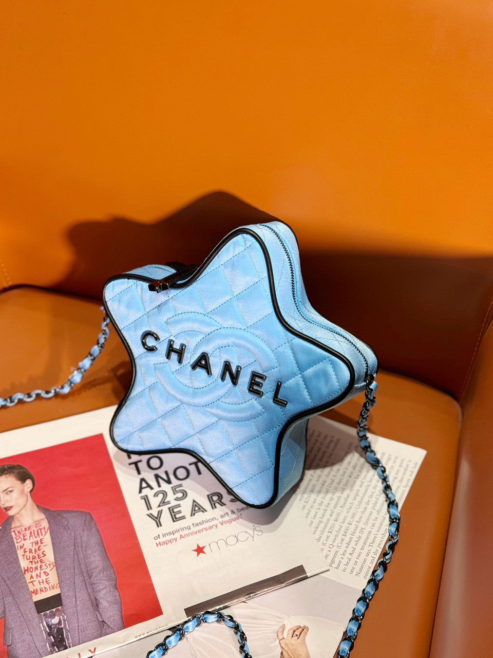 CHANEL STAR HAND BAG BLUE