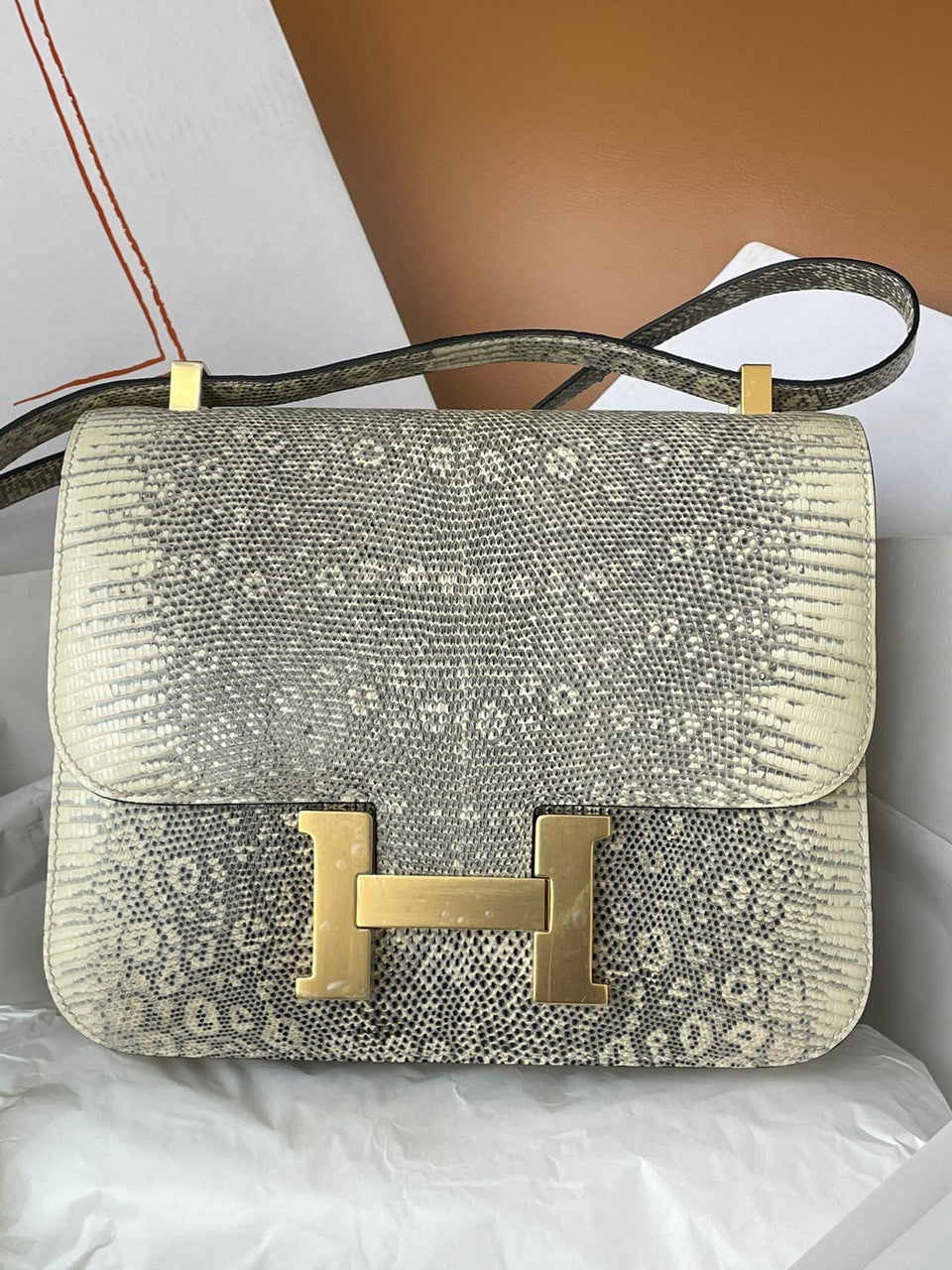 Hermes Constance 24 Ombre Lizard Gold Hardware