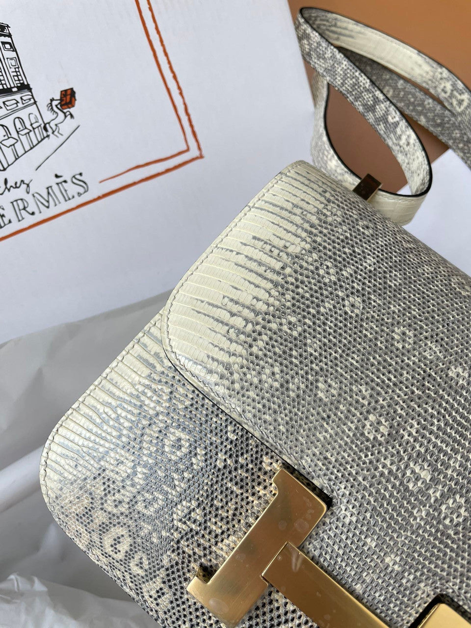 Hermes Constance 24 Ombre Lizard Gold Hardware