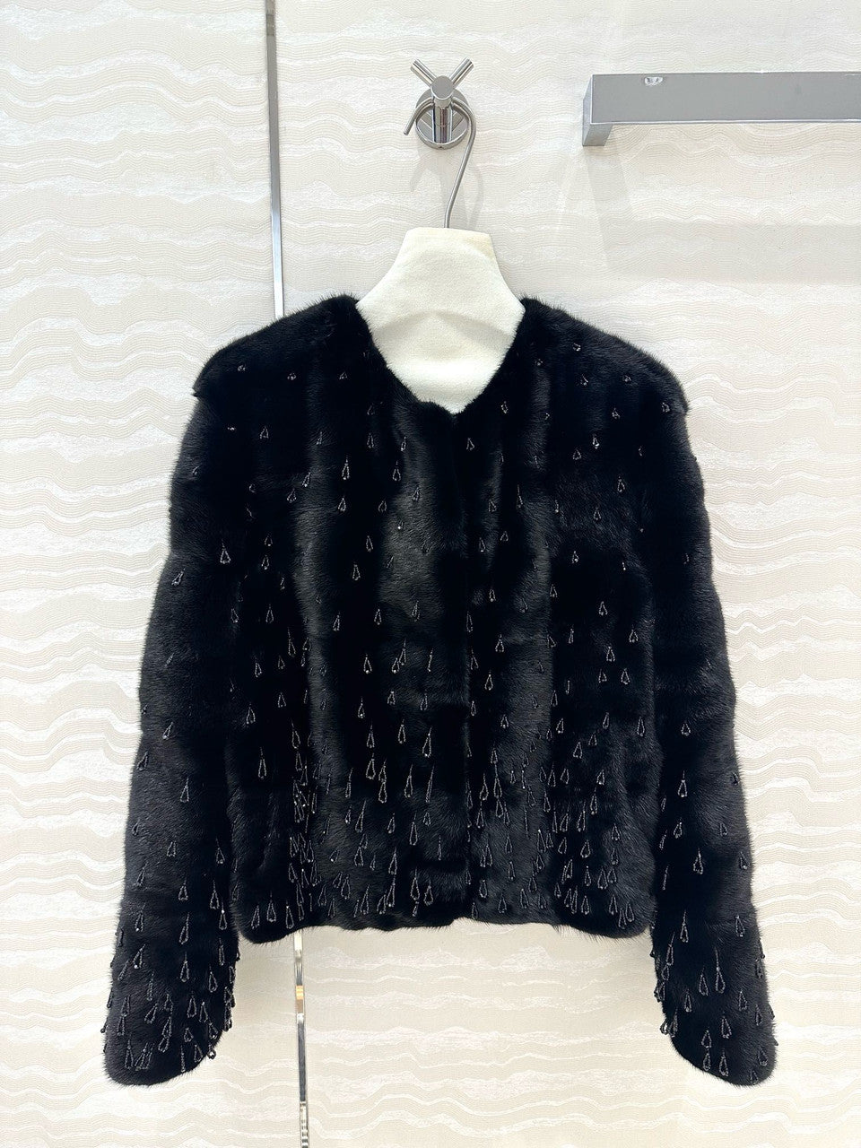 Christian Dior Haut Couture Rare Kopenhagen Black Baby Mink Coat with Swarovski Crystal