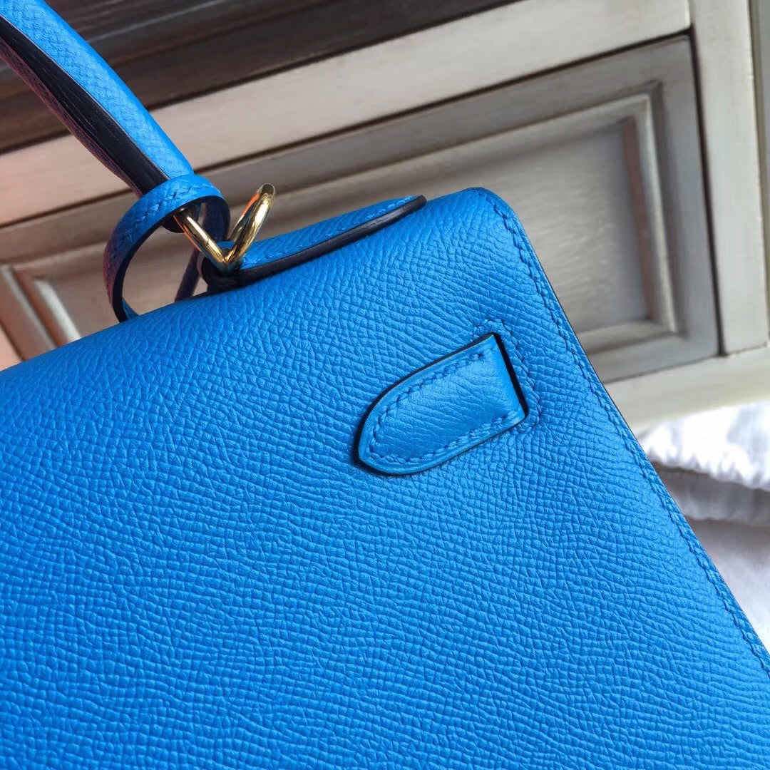 Hermes B3 Bleu Zanzibar Kelly 28 cm Epsom Palladium Hardware