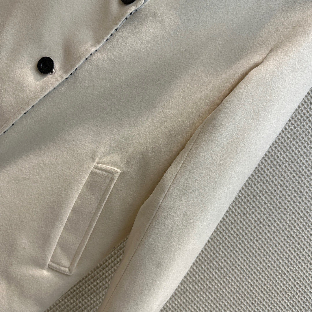 Louis Vuitton 1AAK67 REVERSIBLE MONOGRAM JACQUARD COAT WHITE