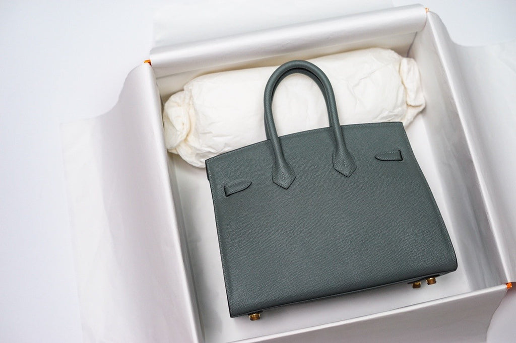 Hermes Birkin 25 Sellier Vert Amande  Madame Grain Gold Hardware