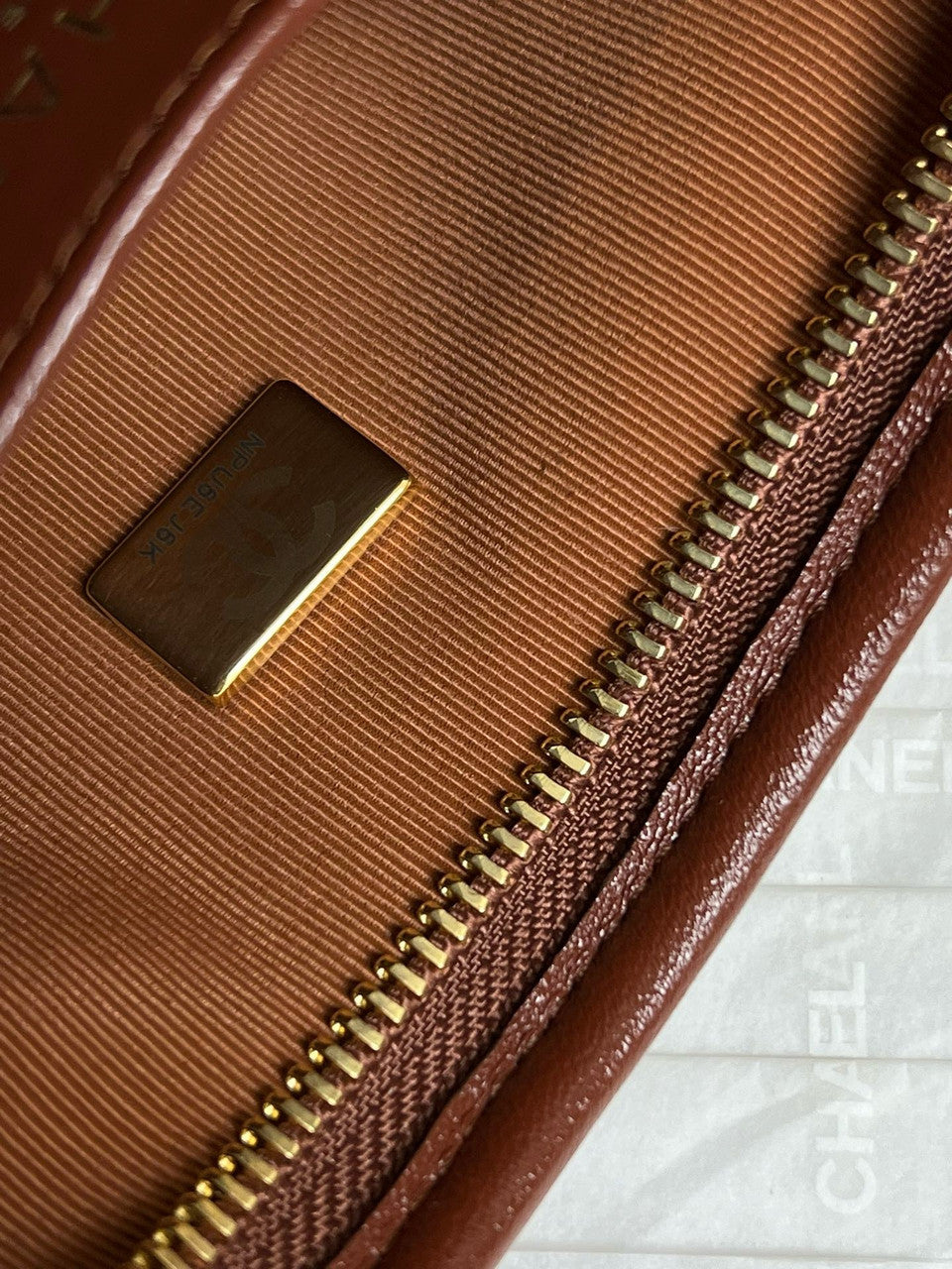 CHANEL SMALL HOBO BAG Brown Shiny Lambskin