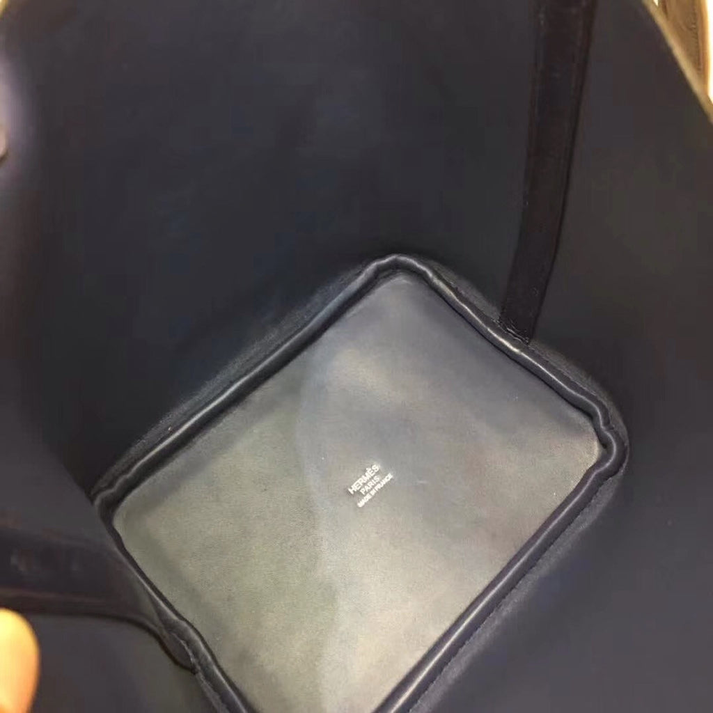 Hermes Navy Picotin Lock 18 Ostrich Leather Bag