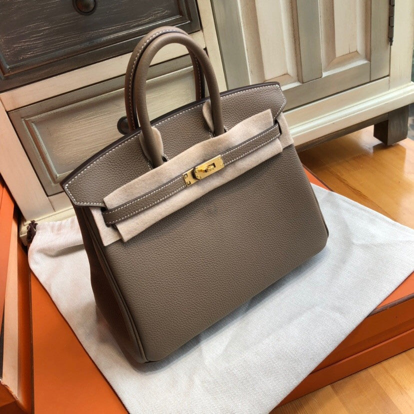Hermes 18 Etoupe Birkin 25 Togo leather Gold Hardware