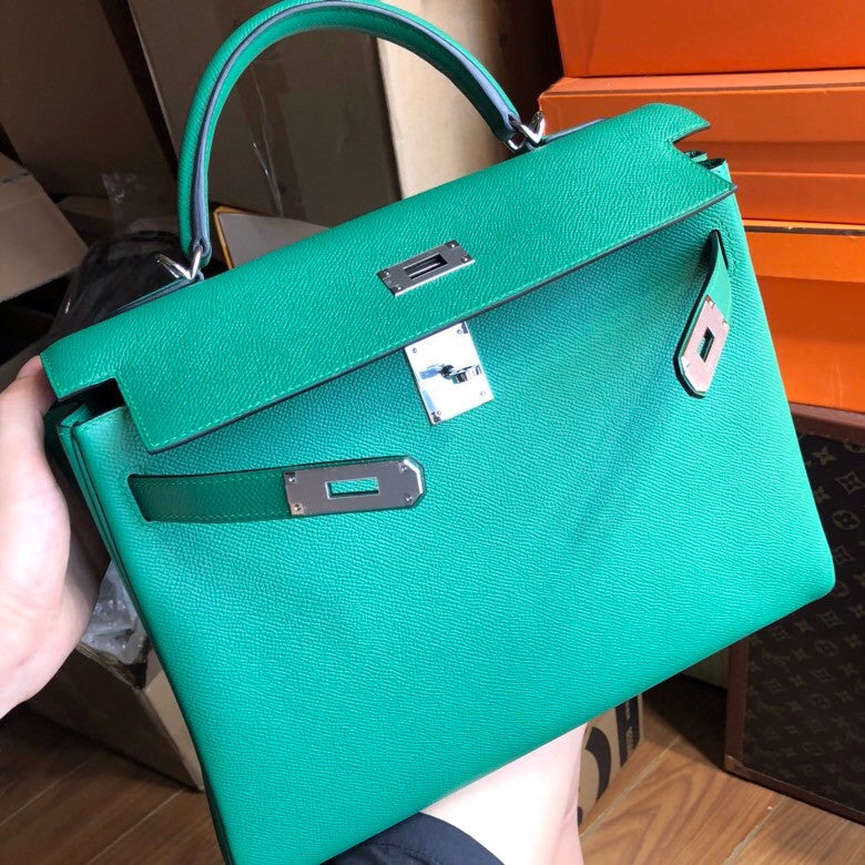 Hermès U4 Vert vertigao Kelly 32 Epsom Palladium Hardware