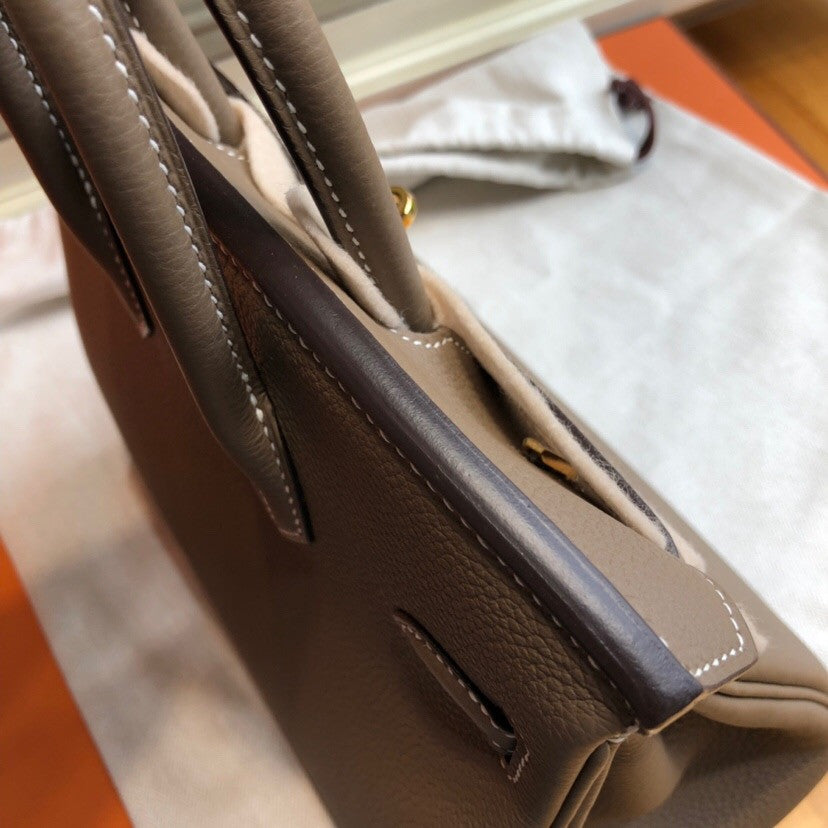 Hermes 18 Etoupe Birkin 25 Togo leather Gold Hardware