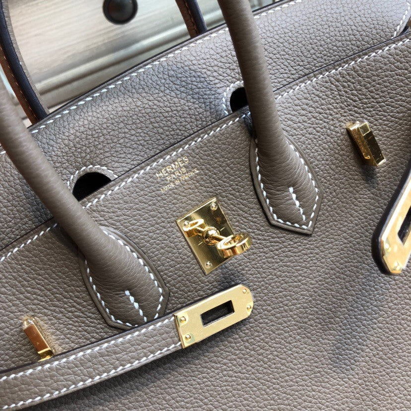 Hermes 18 Etoupe Birkin 25 Togo leather Gold Hardware