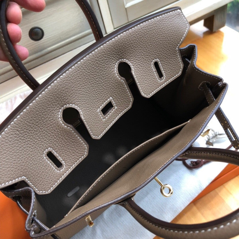 Hermes 18 Etoupe Birkin 25 Togo leather Gold Hardware