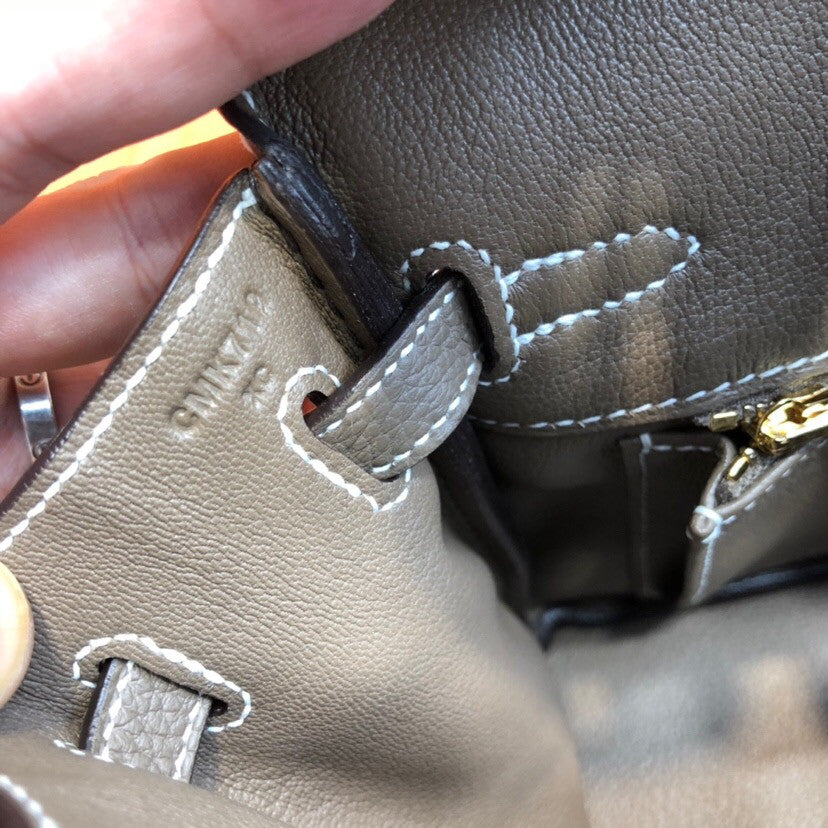 Hermes 18 Etoupe Birkin 25 Togo leather Gold Hardware