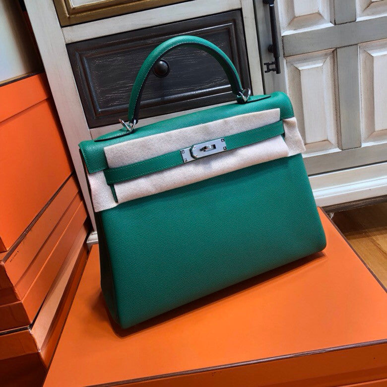 Hermès U4 Vert vertigao Kelly 32 Epsom Palladium Hardware