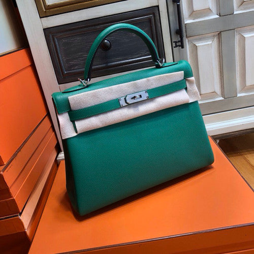 Hermès U4 Vert vertigao Kelly 32 Epsom Palladium Hardware