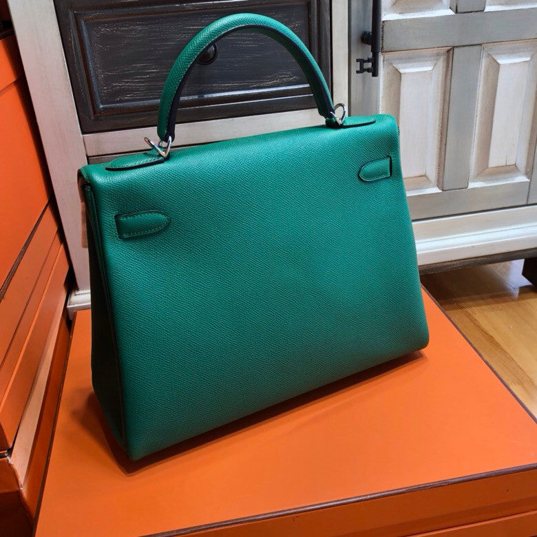 Hermès U4 Vert vertigao Kelly 32 Epsom Palladium Hardware
