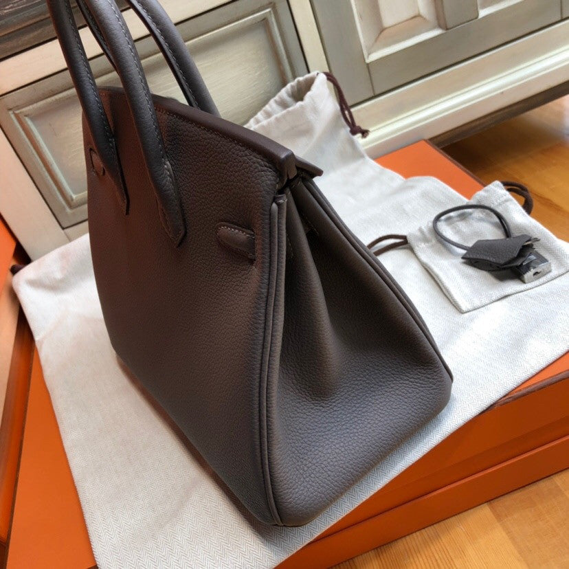 Hermes 81 Gris Tourterelle Birkin 25cm Togo Palladium Hardware