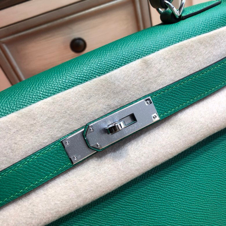 Hermès U4 Vert vertigao Kelly 32 Epsom Palladium Hardware