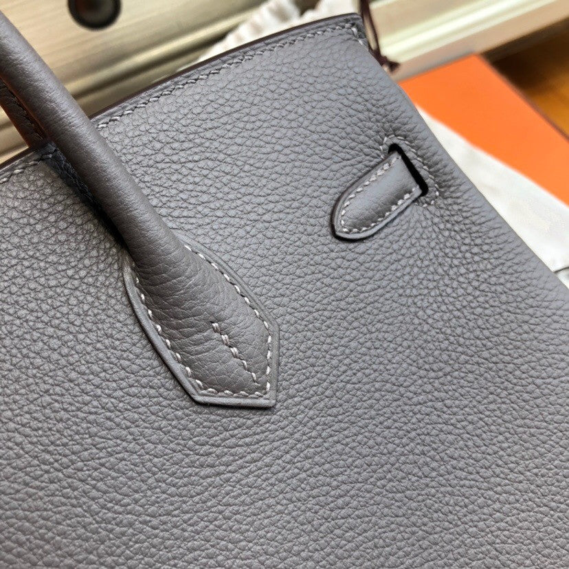 Hermes 81 Gris Tourterelle Birkin 25cm Togo Palladium Hardware