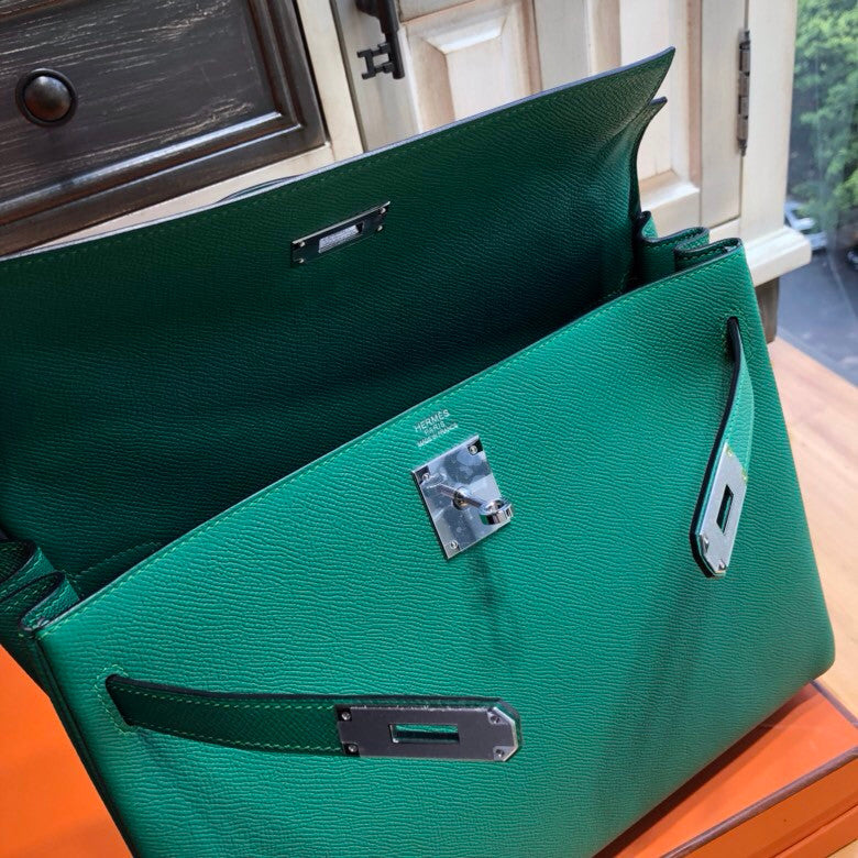 Hermès U4 Vert vertigao Kelly 32 Epsom Palladium Hardware