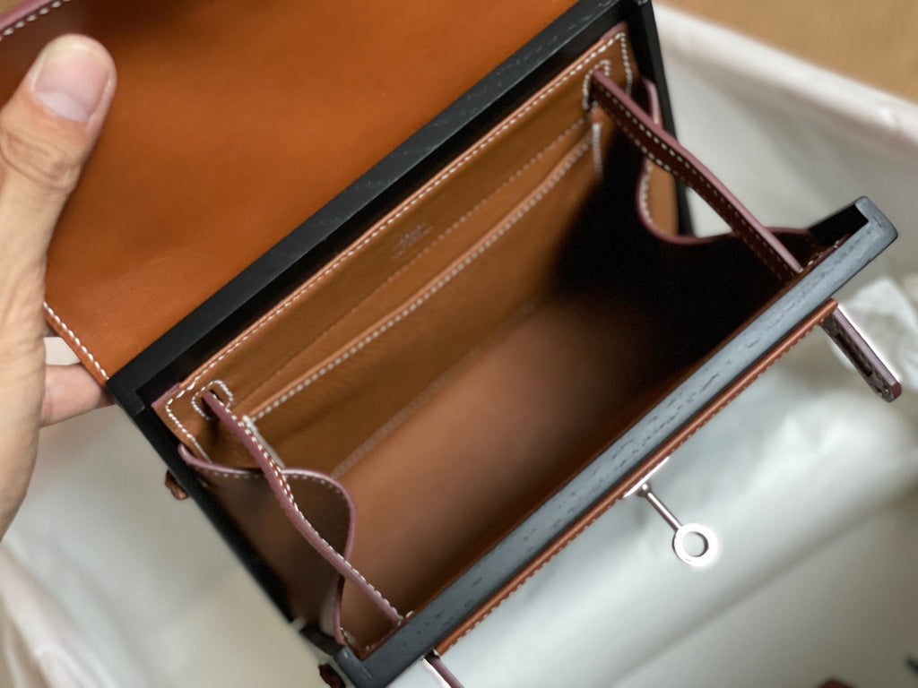 Hermès Limited Edition Kelly 22cm Wood Palladium Hardware Online Exclusives